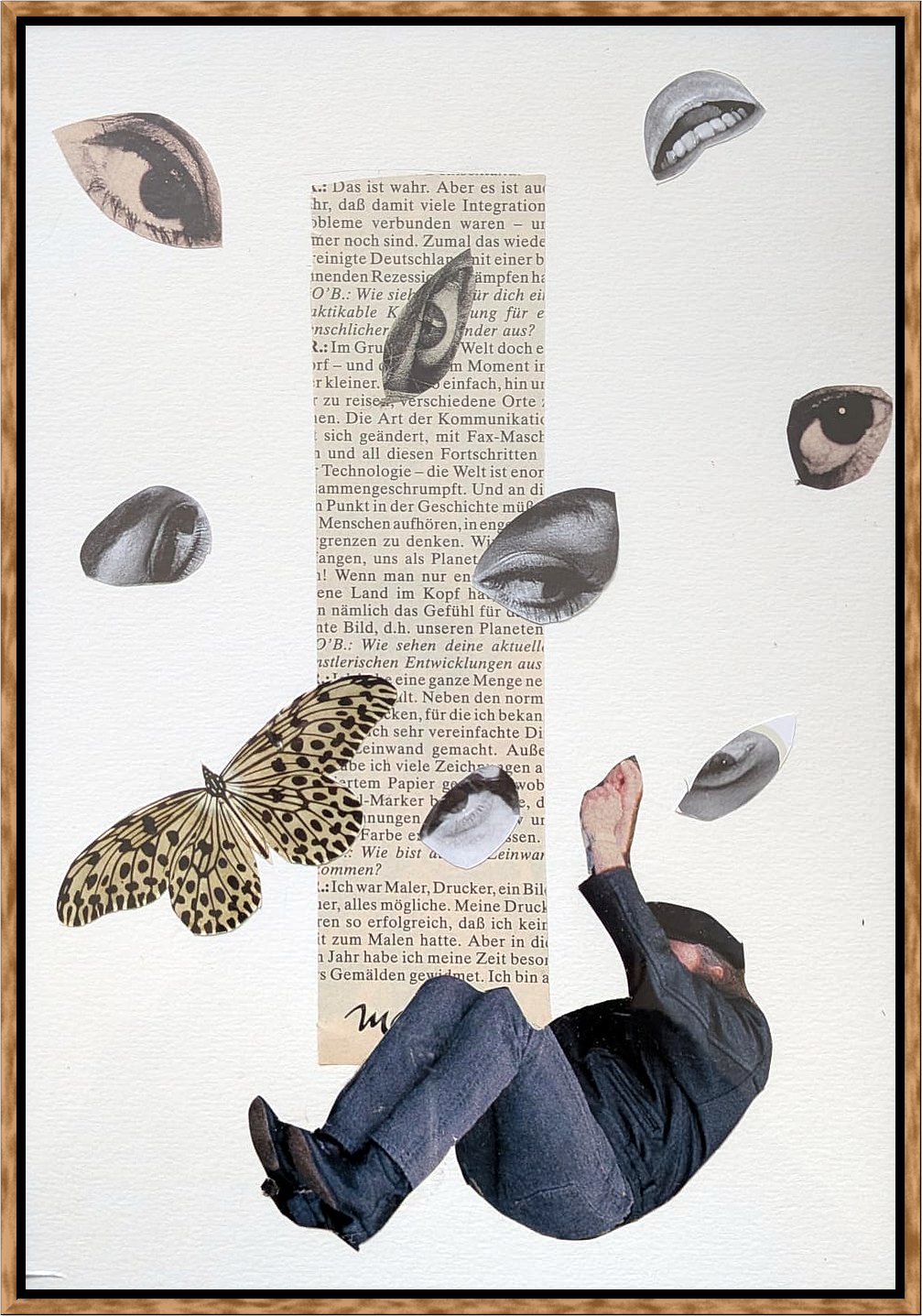 Please Hold, 2026. Collage on craft paper, 21 x 29.7 cm.