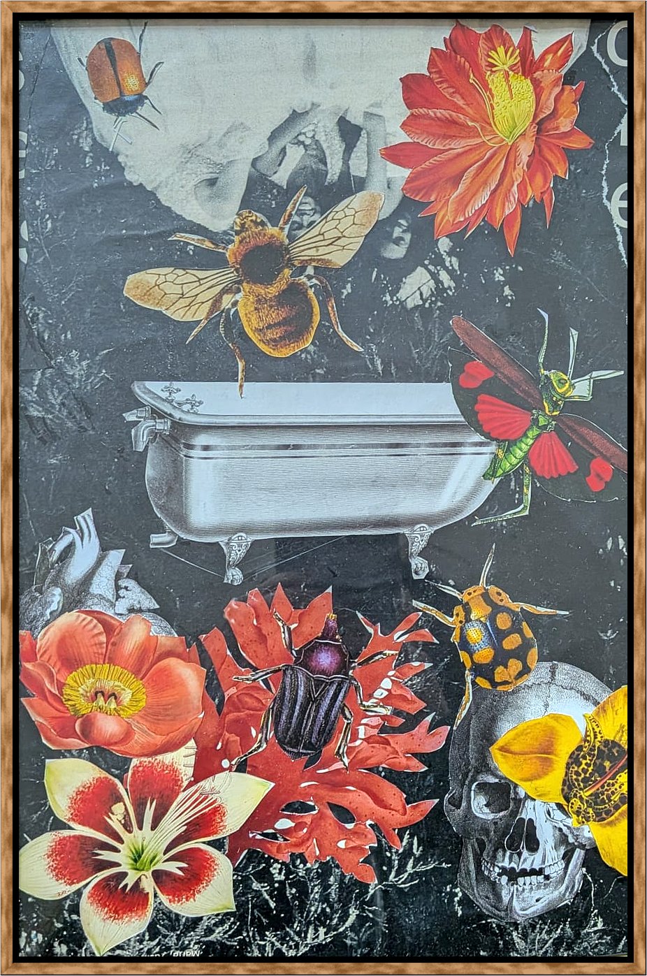 The Bath Is Occupied, 2026. Collage on craft paper, 21 x 29.7 cm.