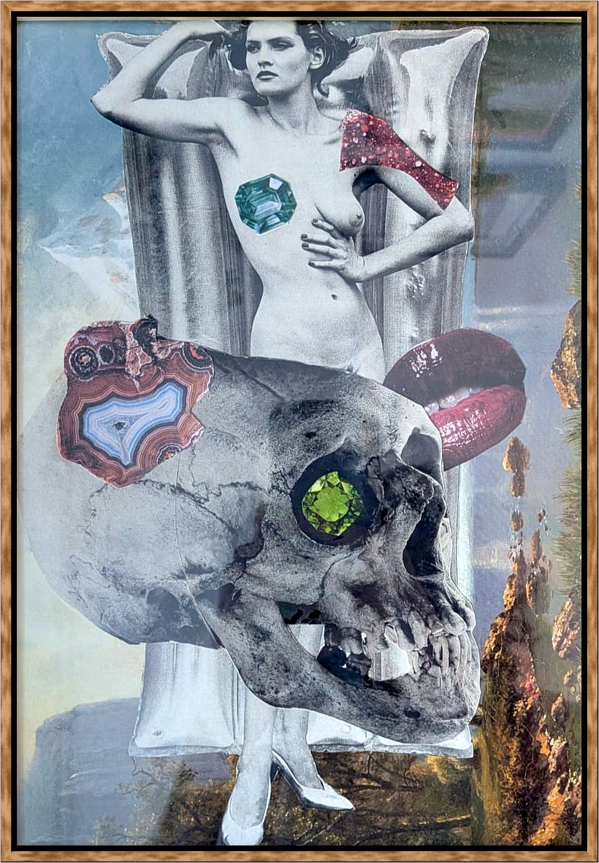 Column Skull, 2026. Collage on craft paper, 21 x 29.7 cm.